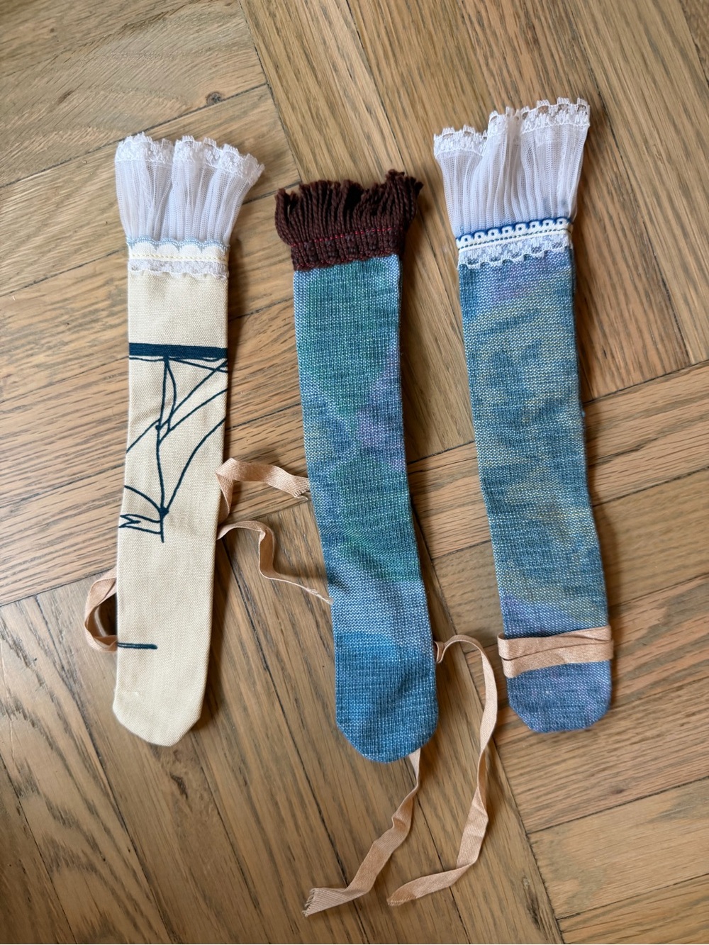 3 handmade stylish vintage flute recorder or broom stick covers